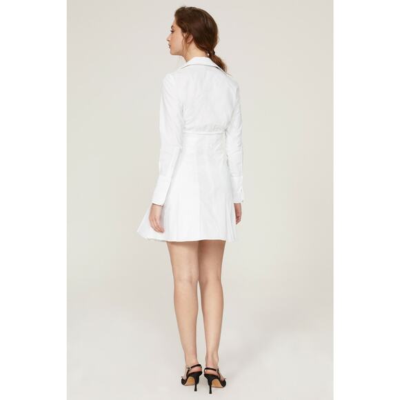 PATOU White Pleated Summer Tie Waist Button Down Top Shirt Dress Size EU 44 - Picture 3 of 15